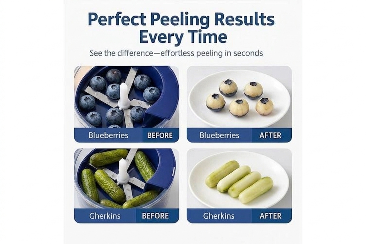 Automatic Fruit Peeler Machine | Electric Fruit Peeling Machine for Garlic, Grapes, Tomatoes & Cherries | Rechargeable Small Fruit Peeling Machine for Home Use | Electric Peeler Machine