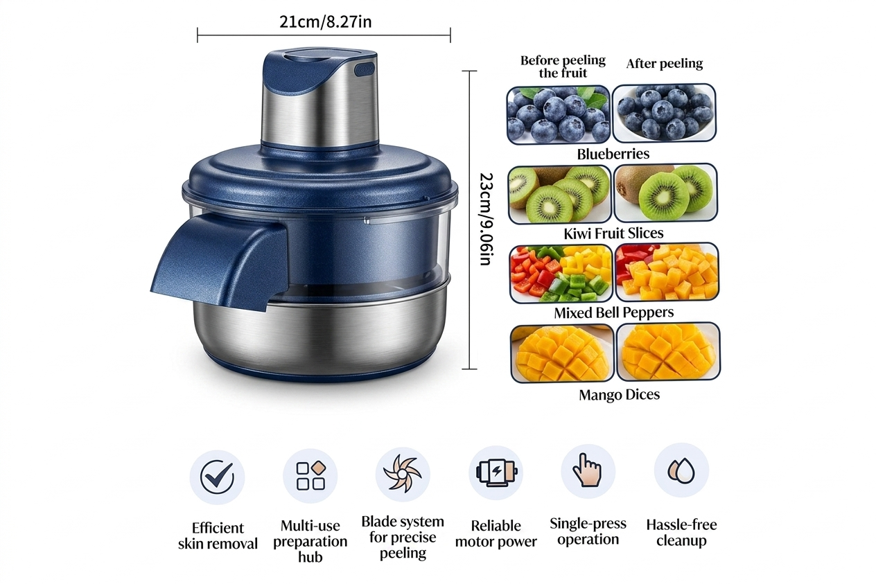 Automatic Fruit Peeler Machine | Electric Fruit Peeling Machine for Garlic, Grapes, Tomatoes & Cherries | Rechargeable Small Fruit Peeling Machine for Home Use | Electric Peeler Machine