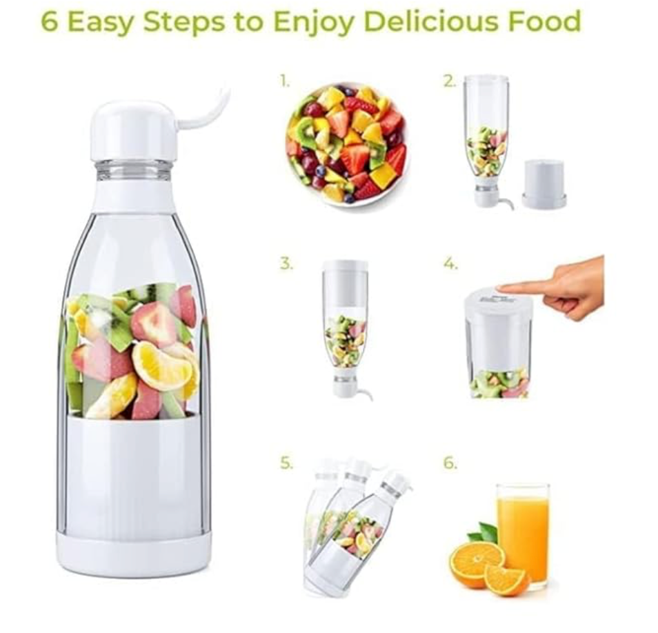 Portable Blender, USB Rechargeable Mini Juicer Blender, Electric Juicer Bottle Blender Grinder Mixer