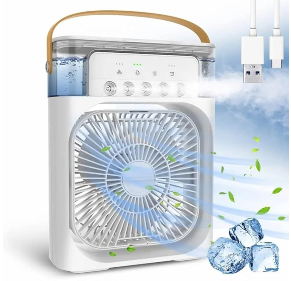 Mini Cooler for Room Cooling AC Portable Mini Fan Artic Cooler with 7 Colors LED Light, 1/2/3 H Timer, 3 Wind Speeds and 3 Spray Modes for Office,Home,Dorm,Travel?"