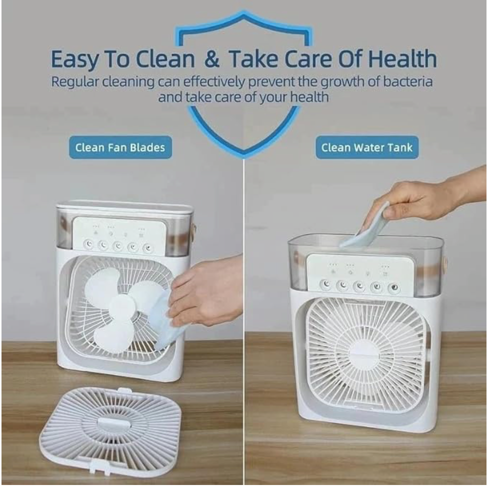 Mini Cooler for Room Cooling AC Portable Mini Fan Artic Cooler with 7 Colors LED Light, 1/2/3 H Timer, 3 Wind Speeds and 3 Spray Modes for Office,Home,Dorm,Travel?"