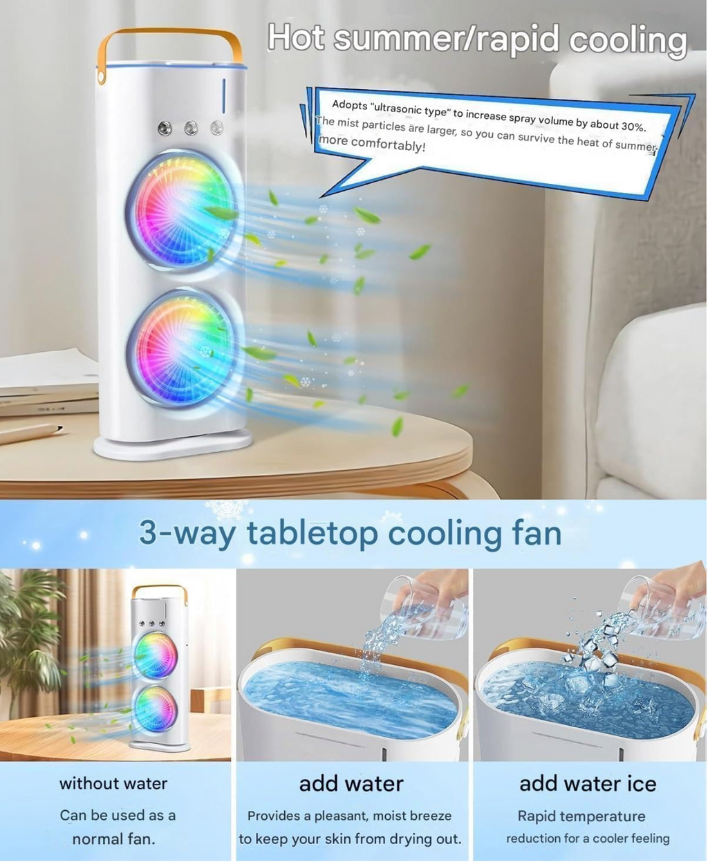 Portable Double Ended Spray Fan with Misting